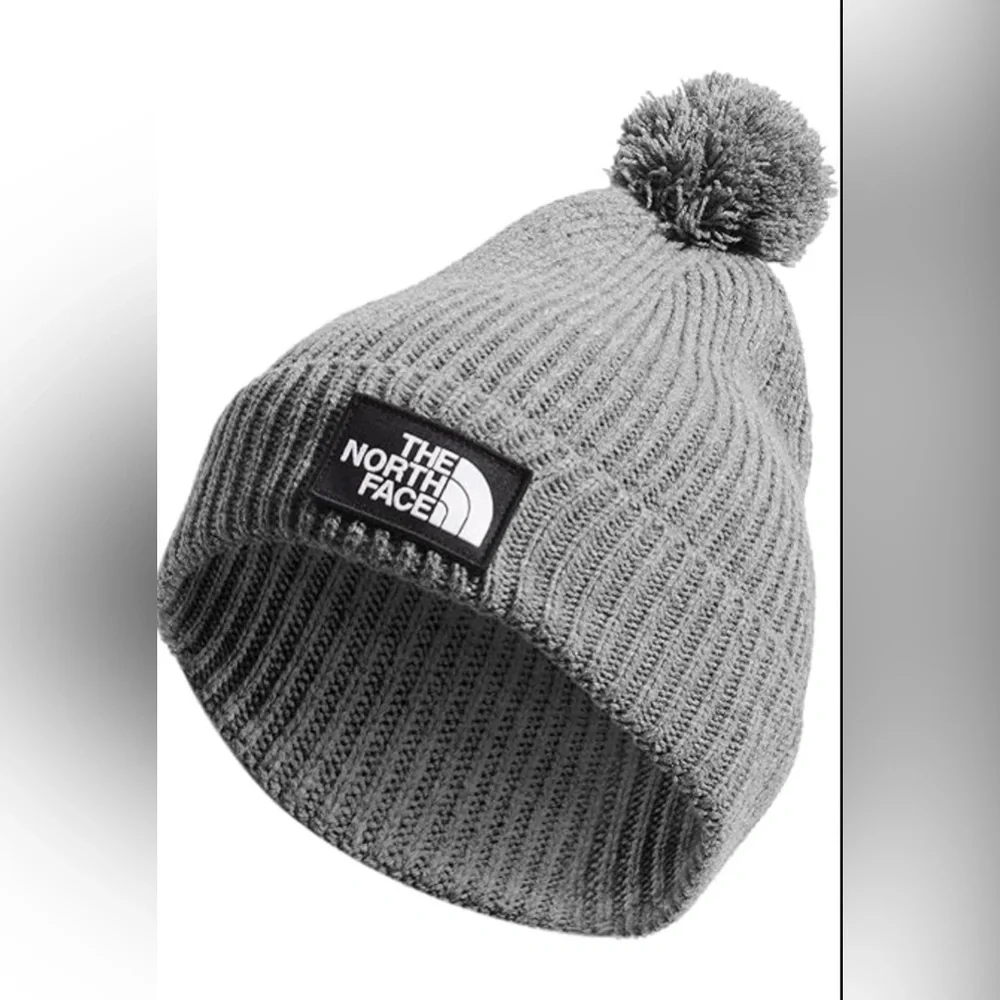 NORTH FACE UNISEX GRAY WOOL HAT with Pom ONE SIZE